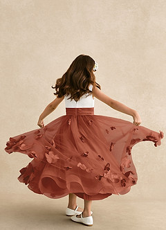 Azazie Vi Flower Girl Dresses Auburn A-Line Sleeveless Tulle Dress image3