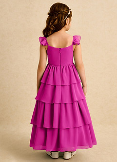 Azazie Boba vestidos de niña de las flores Vestido de Fucsia de Gasa de Corte En A con Escote Cuadrado image2