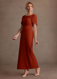 Azazie Deirdre vestidos de madre de la novia Vestido Óxido de Crepé elástico de Corte Columna con Plisado image3