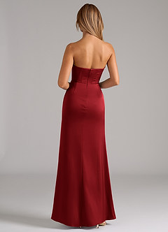 Azazie Johana Robes de demoiselle d'honneur Robe Sirène Convertible en Satin extensible Épaule décolletée Écarlate image7