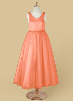 Azazie Marybell Flower Girl Dresses Sunset A-Line Bow Tulle Dress image9
