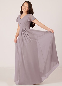 Azazie Peony Junior Dusk A-Line Pleated Chiffon Dress image4