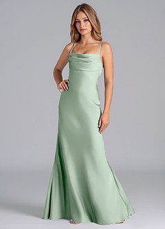 Azazie Seema Bridesmaid Dresses Agave Mermaid Corset Stretch Satin Dress image5