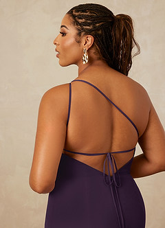 Christian Siriano Bridal for Azazie 1003 Bridesmaid Dresses Plum Sheath One Shoulder Chiffon Dress image16