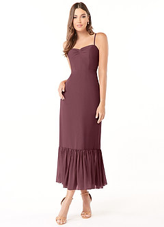 Azazie Justina Bridesmaid Dresses Sangria A-Line Sweetheart Neckline Chiffon Dress image1