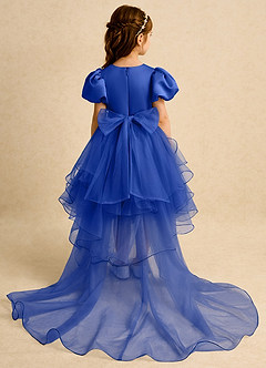 Azazie Cocoa Flower Girl Dresses Royal Blue Ball-Gown Pleated Tulle Dress image7