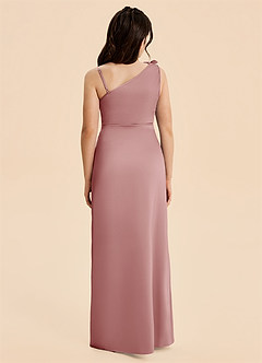 Azazie Remi Junior Dusty Rose Sheath Side Slit Stretch Satin Dress image3