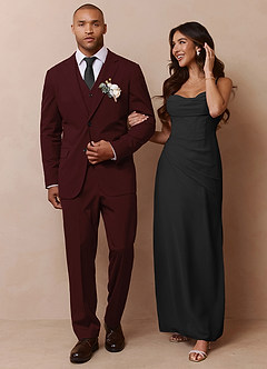 front Savile Burgundy Wool Blend 3-Piece Suit