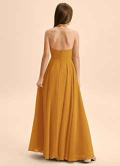 Azazie Kady Junior Vestido Caramelo de Chiffon de Linha A com Decote em coração image2