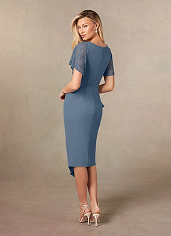 Azazie Eloise Mother of the Bride Dresses Twilight Sheath Pleated Stretch Crepe Dress image6