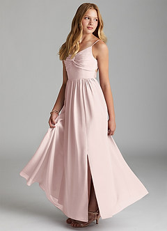 Azazie Zeya Junior Blushing Pink A-Line Chiffon Dress image4