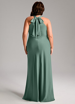 Azazie Doretta Bridesmaid Dresses Eucalyptus Mermaid Pleated Stretch Satin Dress image10