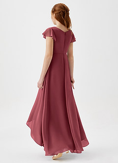 Azazie Breanne Junior Vestido de Merlot de Gasa de Corte En A image3