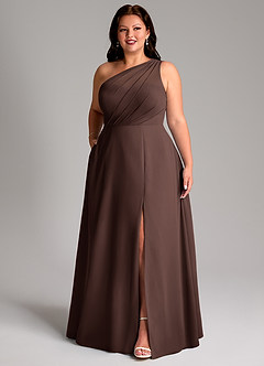 Azazie Phaedra Bridesmaid Dresses Ganache A-Line One Shoulder Chiffon Dress image4