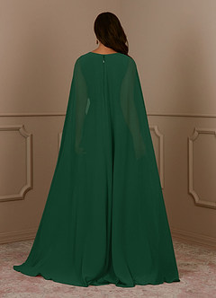 Azazie Isa Mère de la mariée Robes Robe Trapèze en Mousseline de soie Col V plissé Vert Foncé image4