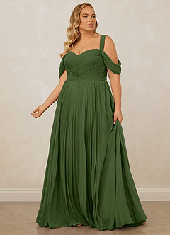 Christian Siriano Bridal for Azazie 1013 Bridesmaid Dresses Olive A-Line Off the Shoulder Chiffon Dress image13