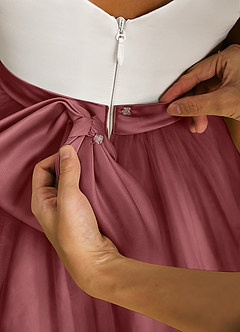 Azazie Sprout Robe Demoiselle D'honneur Fillette Robe Trapèze en Tulle Arc Améthyste image5