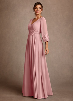 Azazie Yorba Mother of the Bride Dresses Dusty Rose A-Line Lace Chiffon Dress image4