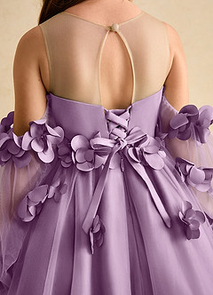 Azazie Karrie Flower Girl Dresses Wisteria A-Line with Sleeves Tulle Dress image8
