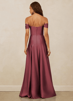 Christian Siriano Bridal for Azazie 1002 Bridesmaid Dresses Merlot A-Line Off the Shoulder Stretch Satin Convertible Dress image6