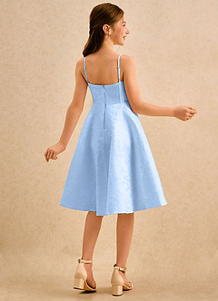 Azazie Posey Girls Formal Flower Girl Dresses Sky Blue A-Line Sweetheart Neckline Floral Jacquard Dress image2