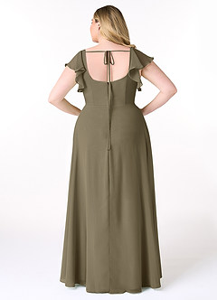 Azazie Bondi Abiti da Damigella Abito A-Line in Chiffon con Volant Willow Green image8