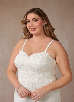 Azazie Antheia Vestidos de novia Vestido de Diamante Blanco de Crepé elástico de Corte Sirena con Lentejuela image15