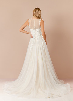 Azazie Deveny Wedding Dresses Diamond White Champagne Ball-Gown Sequins Tulle Dress image2