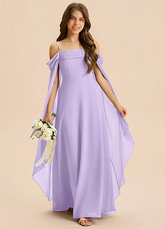 Azazie Moana Junior Linia A Pofałdowany Szyfon Długość podłogi Młodsza druhna Sukienka image3