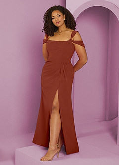 Barbie ♥ Azazie Bridesmaid Dresses Auburn A-Line Off the Shoulder Chiffon Dress image1