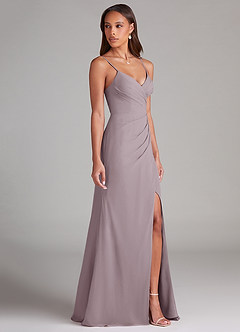 Azazie Maci Bridesmaid Dresses Dusk Sheath Pleated Chiffon Dress image4