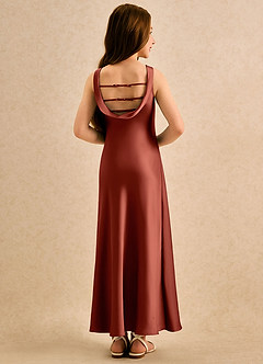 Azazie Raspberry Girls Formal Flower Girl Klänningar Klä A-Line i Stretch Satin Plisserad image2