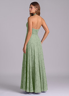 Azazie Tessie 신부 들러리 드레스 A라인 주름진 플로럴 번아웃 바닥 길이 드레스 image6