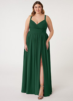 Azazie Chanel Bridesmaid Dresses Dark Green A-Line Pleated Chiffon Dress image8