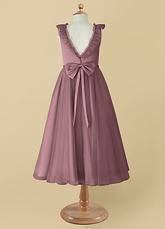Azazie Dolly Final Sale Dusty Rose A-Line Bow Tulle Dress image8