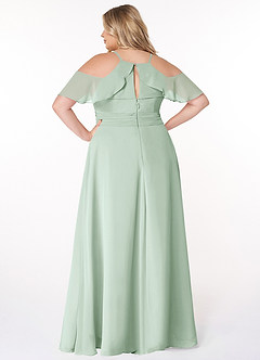 Azazie Dakota Bridesmaid Dresses Agave A-Line V-Neck Pleated Chiffon Dress image7