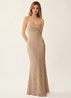 Natasha Champagne Jacquard Corset Mermaid Prom Dress image10