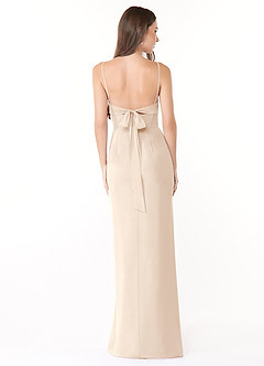 Azazie Mai Robes de demoiselle d'honneur Robe Fourreau en Mousseline de soie Plissée Albâtre Blanc image2
