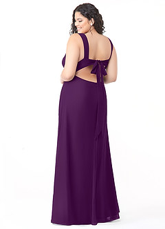 Azazie Christiana Bridesmaid Dresses Grape A-Line V-Neck Pleated Chiffon Dress image8