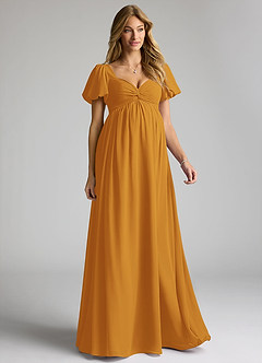 Azazie Madisynn Zwangerschaps Bruidsmeisjekleding Boog Chiffon Vloerlengte Jurk image1
