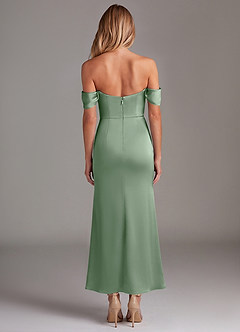Azazie Saige Bridesmaid Dresses Matcha Mermaid Off the Shoulder Stretch Satin Dress image8