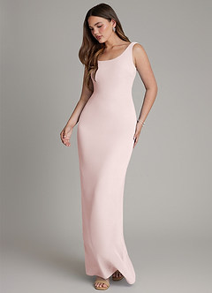 Azazie Hadley Bridesmaid Dresses Blushing Pink Mermaid Pleated Chiffon Dress image3