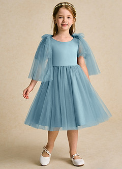 Azazie Duchess Flower Girl Klänningar Klänning A-Line i Tyll med ärmar image3