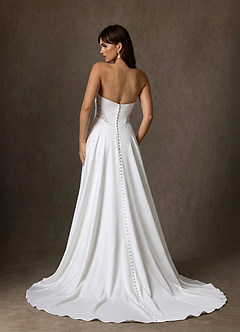 Azazie Ganelle Robes de mariée Robe Trapèze en Crêpe Dos Satin Encolure en Forme de Cœur Blanc De Diamant image10