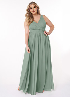 Azazie Kora Bridesmaid Dresses Silver Sage A-Line Pleated Chiffon Dress image7