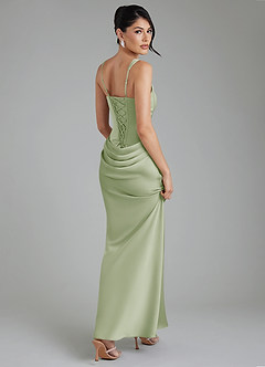 Azazie Etta Robes de demoiselle d'honneur Robe Sirène en Satin extensible Corset Vert Sauge image2