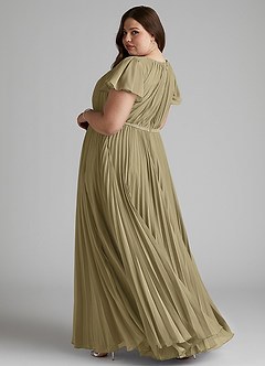 Azazie Kara Bescheiden Bruidsmeisjekleding A-Lijn Geplooid Chiffon Vloerlengte Jurk image11