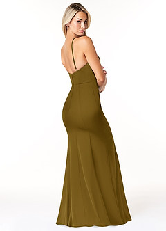 Azazie Stacey Final Sale Agave Mermaid Stretch Satin Dress image5