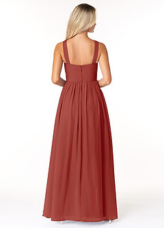 Azazie Elvira Bridesmaid Dresses Terracotta A-Line Pleated Chiffon Dress image2