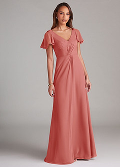 Azazie Soren Bridesmaid Dresses Antique Rose A-Line Ruched Chiffon Dress image2